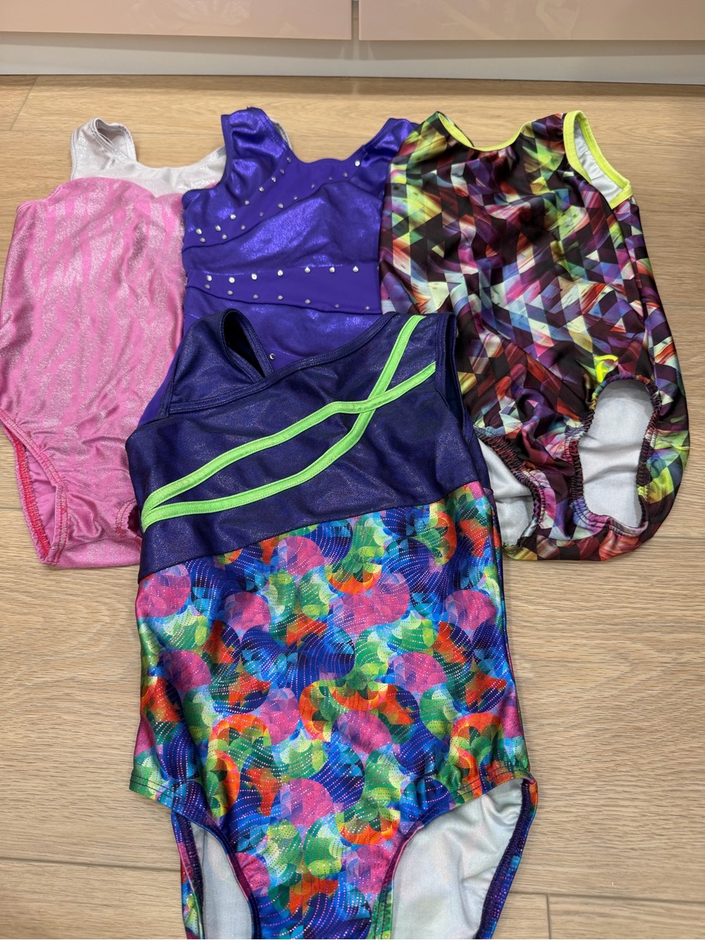 Kids Multicolor & Purple Gymnastics Leotard Set